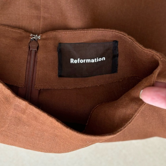 REFORMATION brown linen mini skirt, Size 2, VGUC - Picture 4 of 5